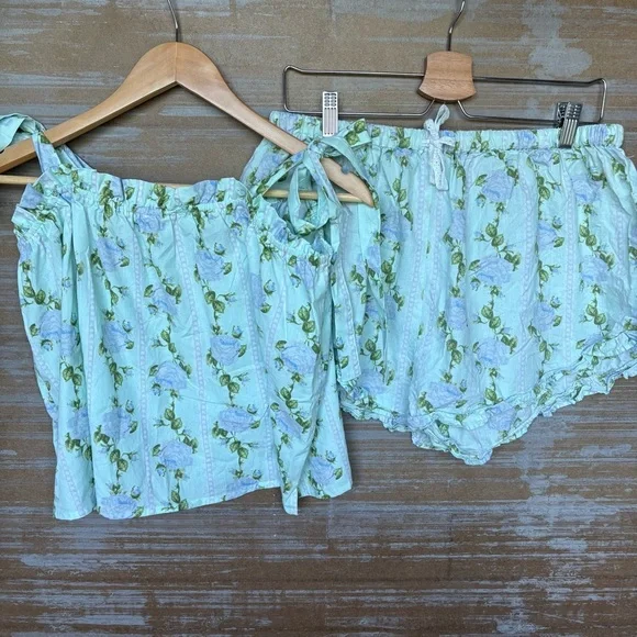 8 Oak Lane Magnolia Floral Pajamas Lounge Classic Preppy Lace Womens L/XL - Picture 2 of 8